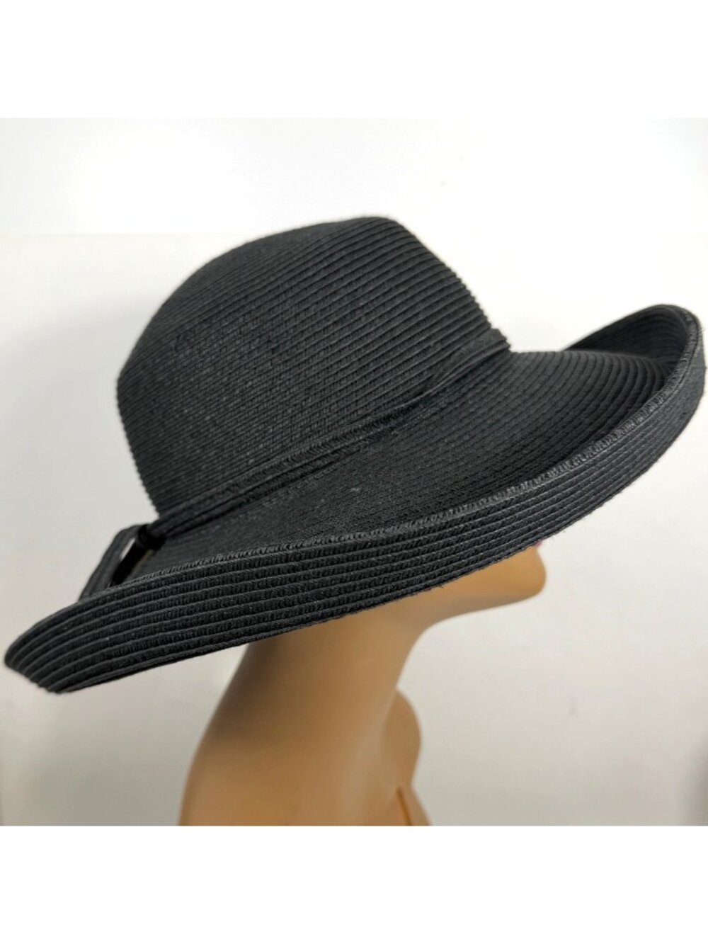 NWT Flora Bella Black Raffia Wide Brim Sun Beach Boho Floppy Hat Womens OSFM